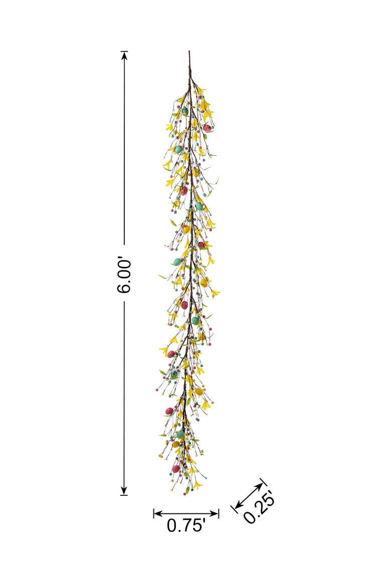 72"L Easter Egg Berries & Flower Garland, Alternate, color, Yellow
