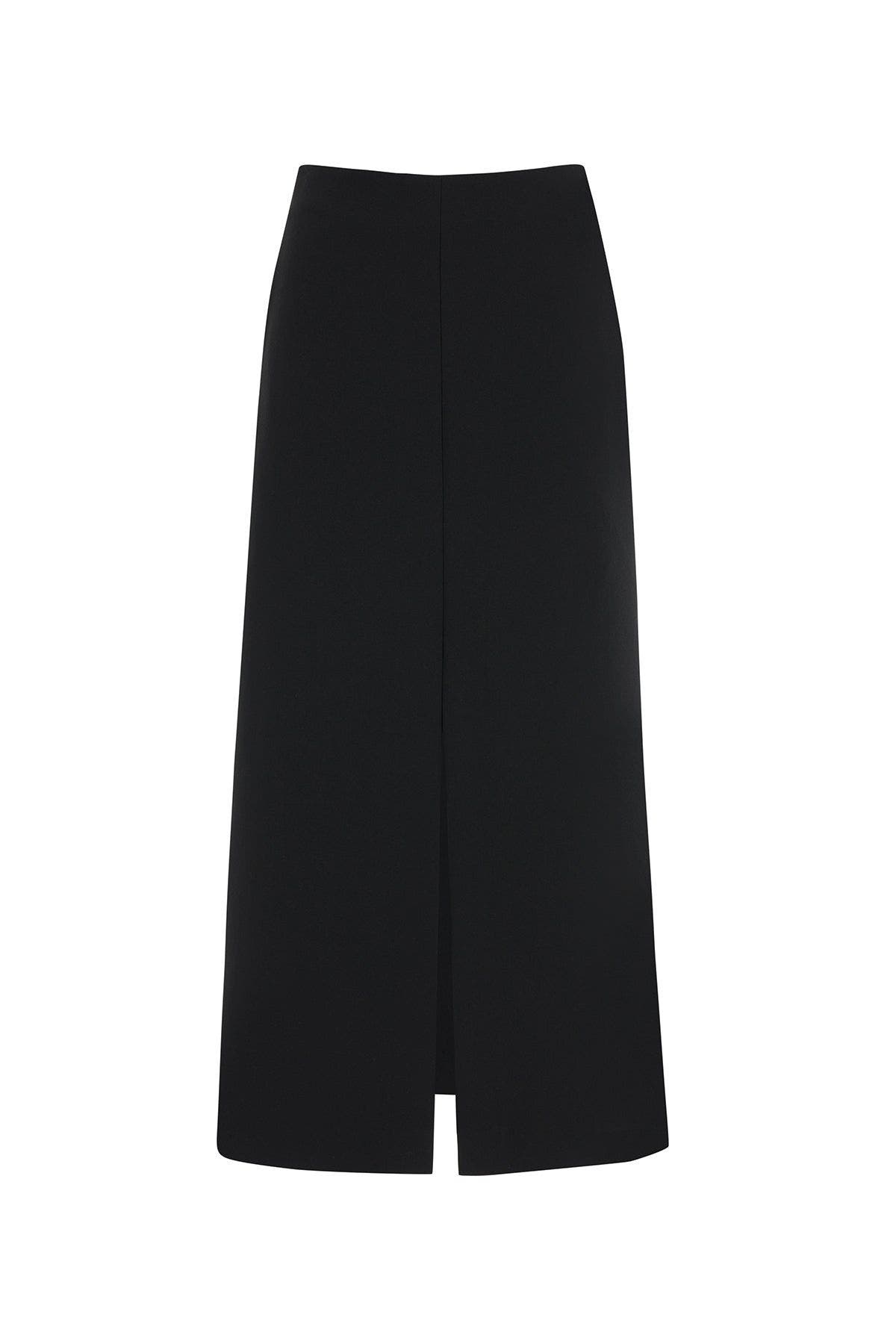 Gizia Black Long Skirt With Front And Back Slits