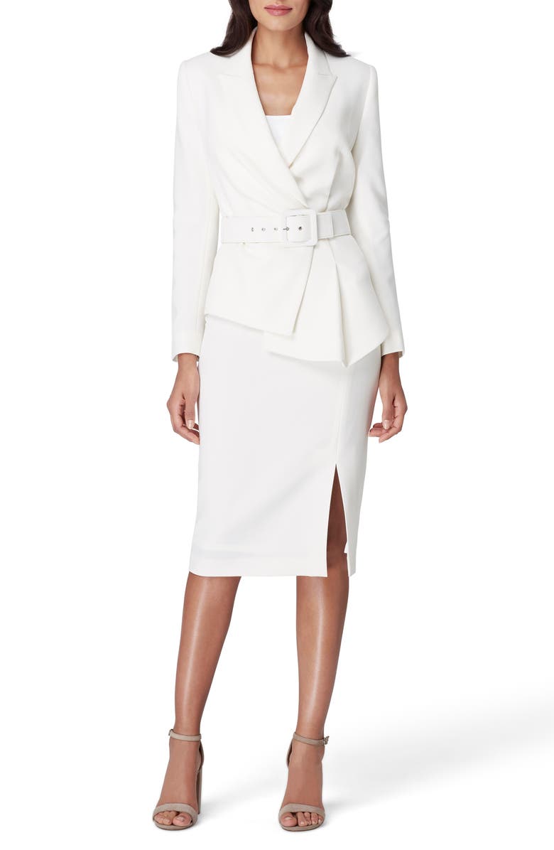 Tahari Two-Piece Asymmetrical Belted Suit, Main, color, 