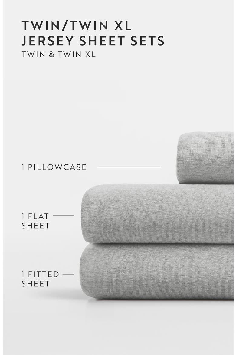 4-Piece Cotton Jersey Sheet Set, Alternate, color, LIGHT GRAY