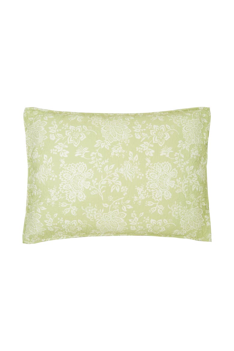 20" x 26" Shelby Green Floral Flowers Damask Pattern Decorative Standard Cotton Pillow Sham, Alternate, color, Green