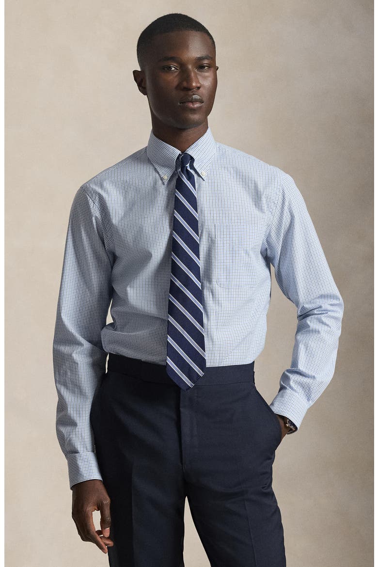 Classic Fit Check Cotton Poplin Button-Down Shirt, Alternate, color, BLUE MULTI