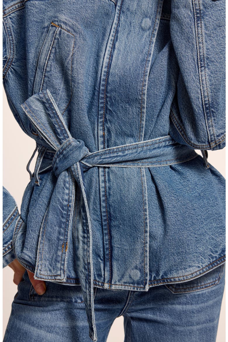 Robin Belted Denim Jacket, Alternate, color, MID CERULEAN