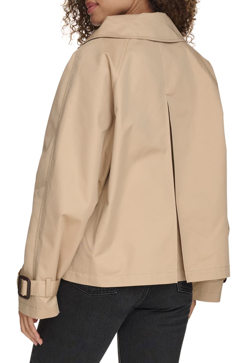 Water Resistant Short Cotton Trench Coat, Alternate, color, KHAKI