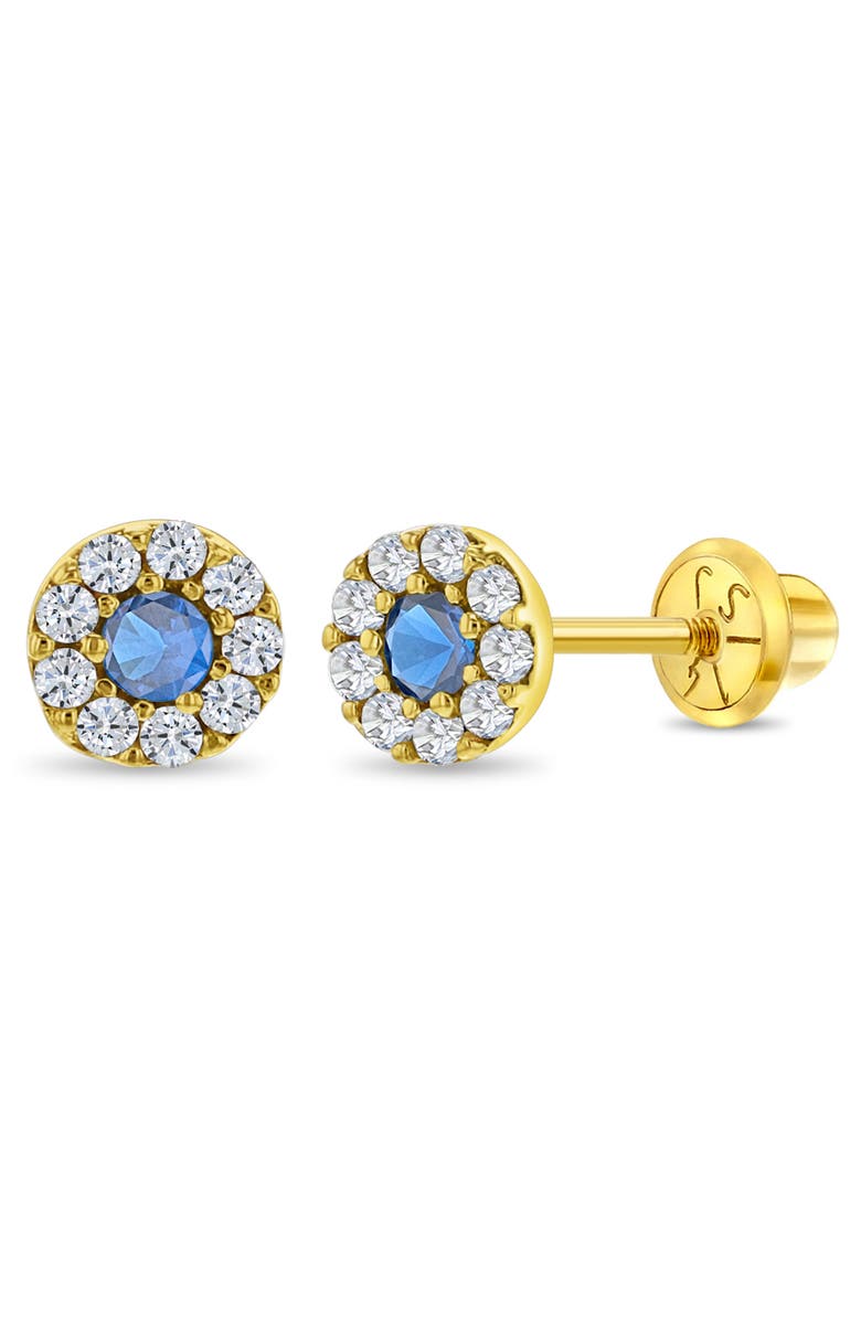 In Season Jewelry 14k Round Cubic Zirconia Burst Earrings, Main, color, Blue