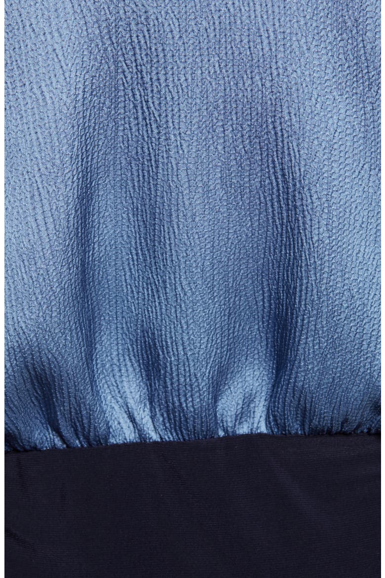 Tie Front Crepe Bodysuit, Alternate, color, DUSTY BLUE