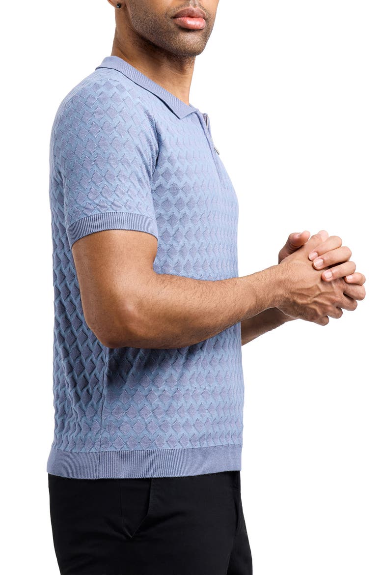 Quarter Zip Argyle Knit Polo, Alternate, color, SLATE BLUE