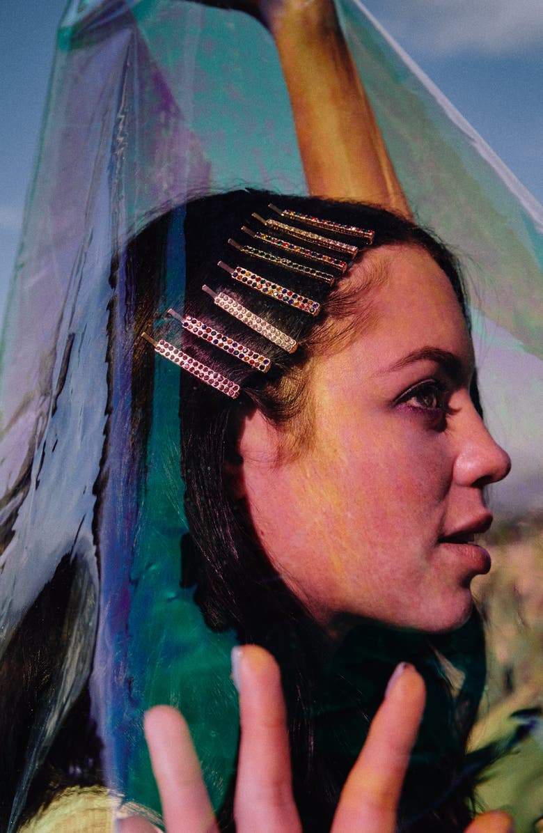 BP. x Claudia Sulewski Set of 8 Crystal Hair Clips, Alternate, color, 