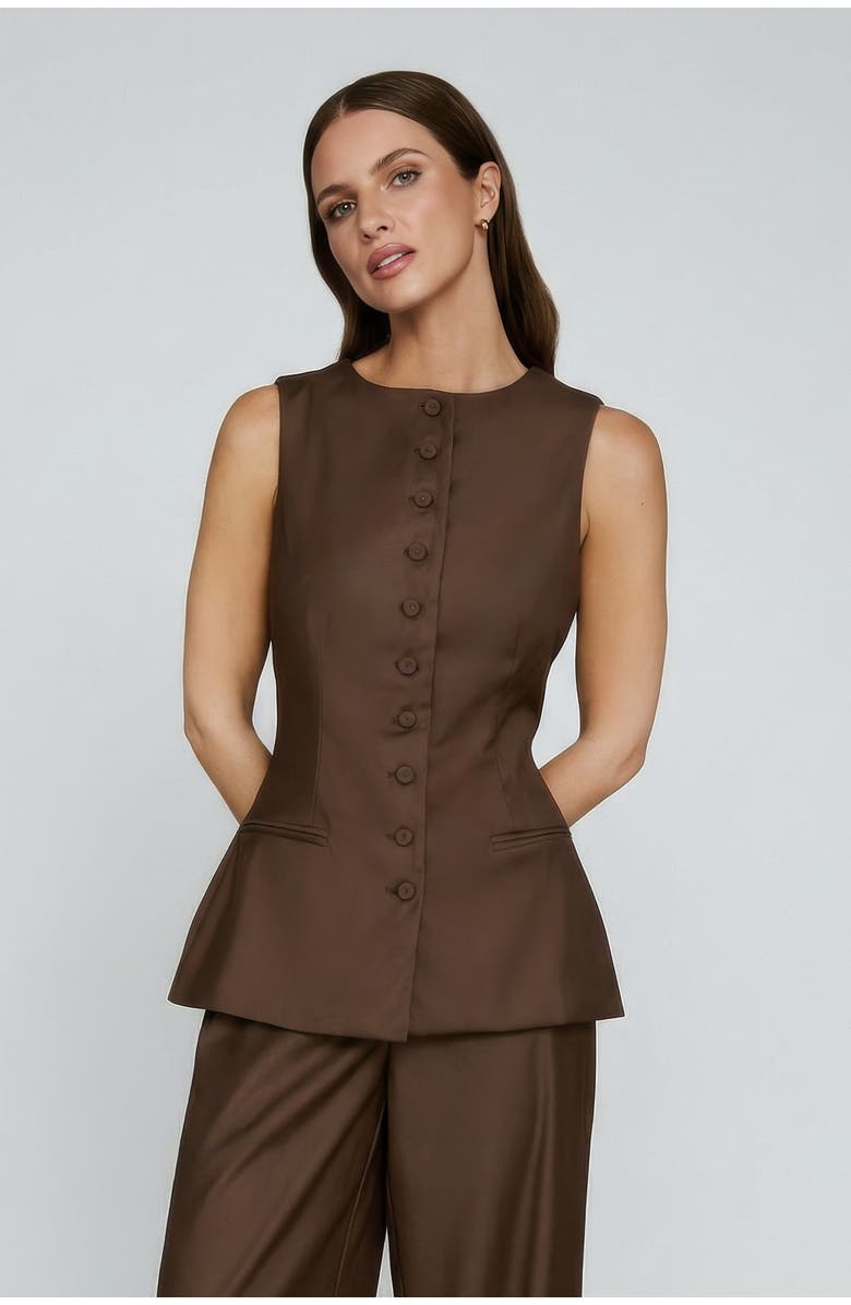 Six Stories Tailored Waistcoat, Main, color, Chocolate