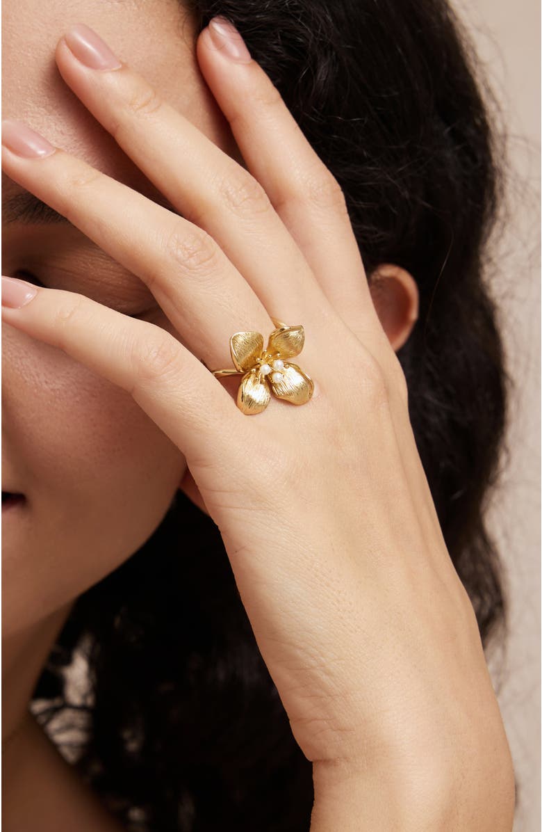 RC RETRO CHIC Iris Blossom Ring, Alternate, color, Gold & White
