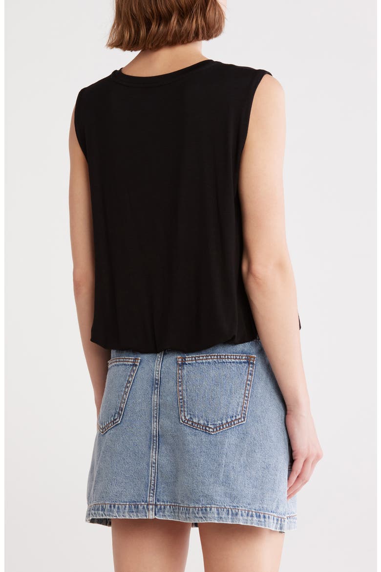 Sleeveless Bubble Hem Top, Alternate, color, BLACK