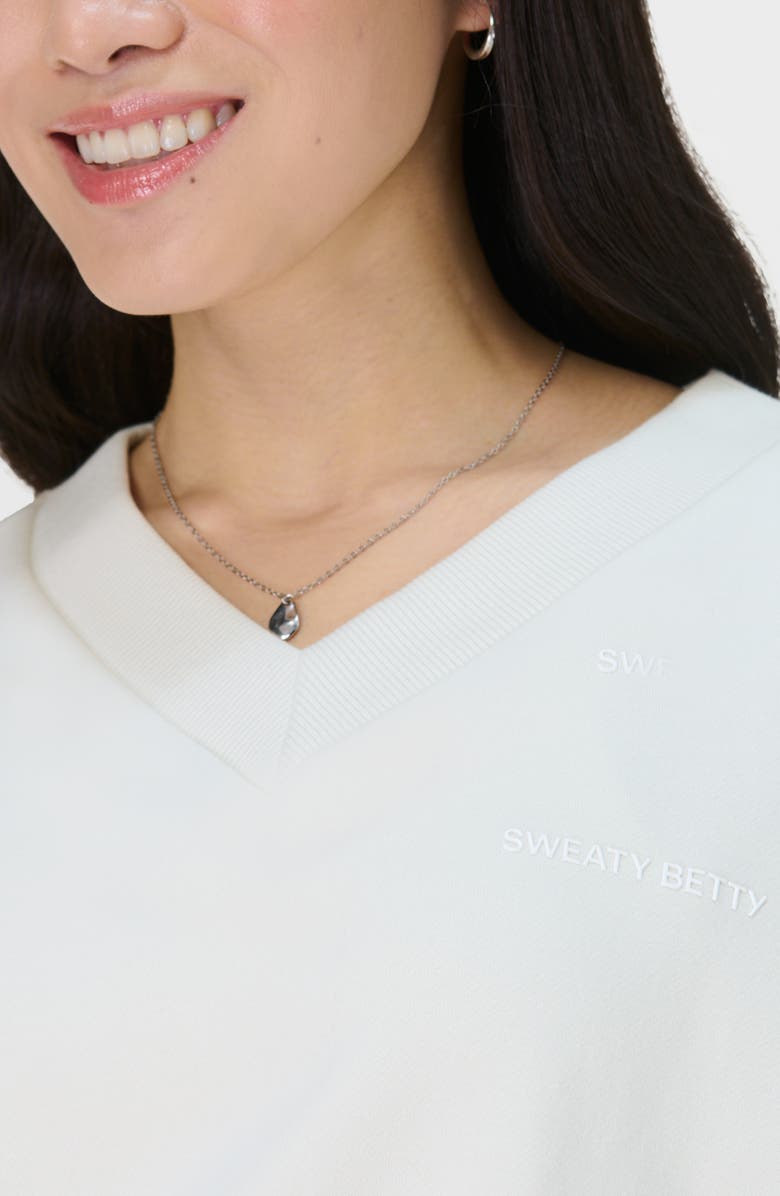 Sweaty Betty Revive Crop Organic Cotton Blend Sweatshirt, Alternate, color, Lily White