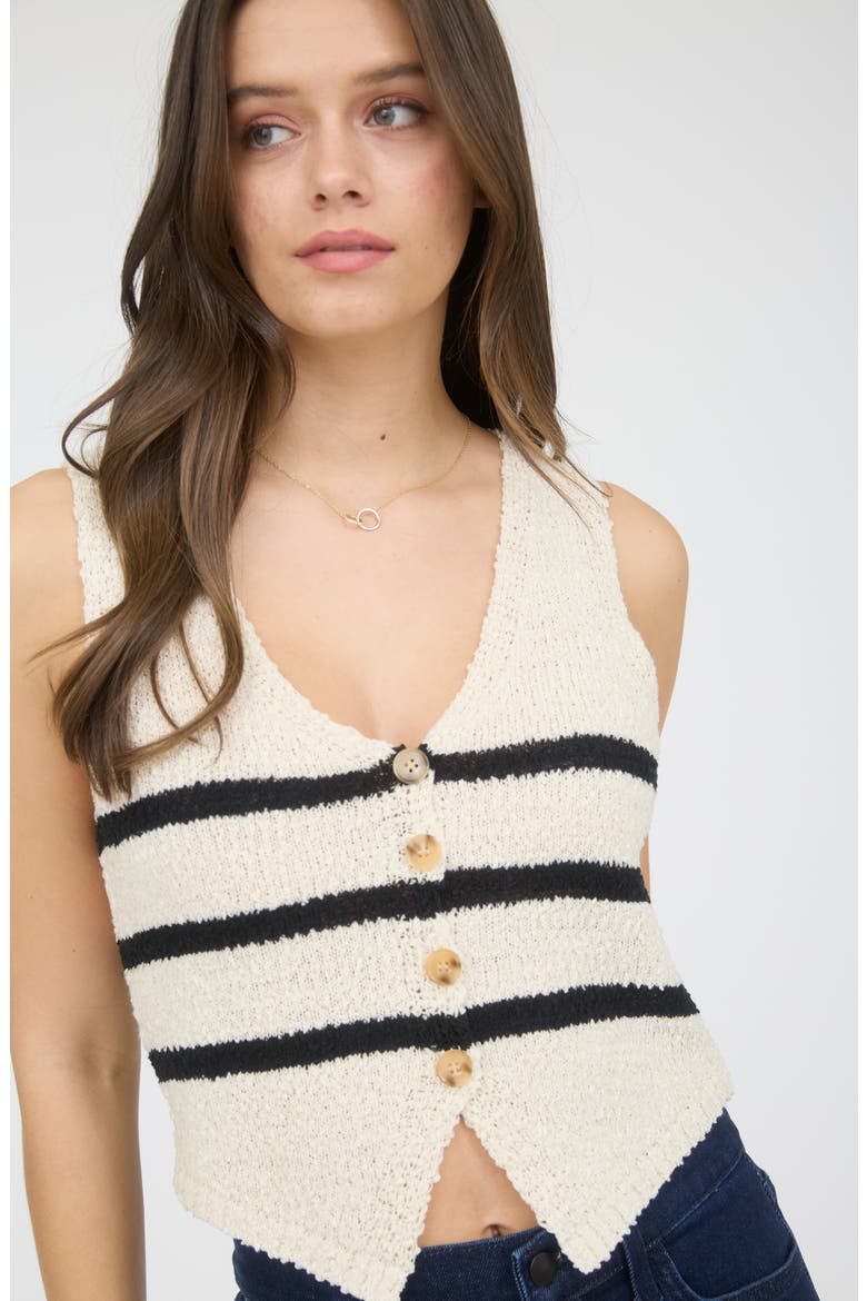 Stripe Crop Sweater Vest, Alternate, color, CREAM
