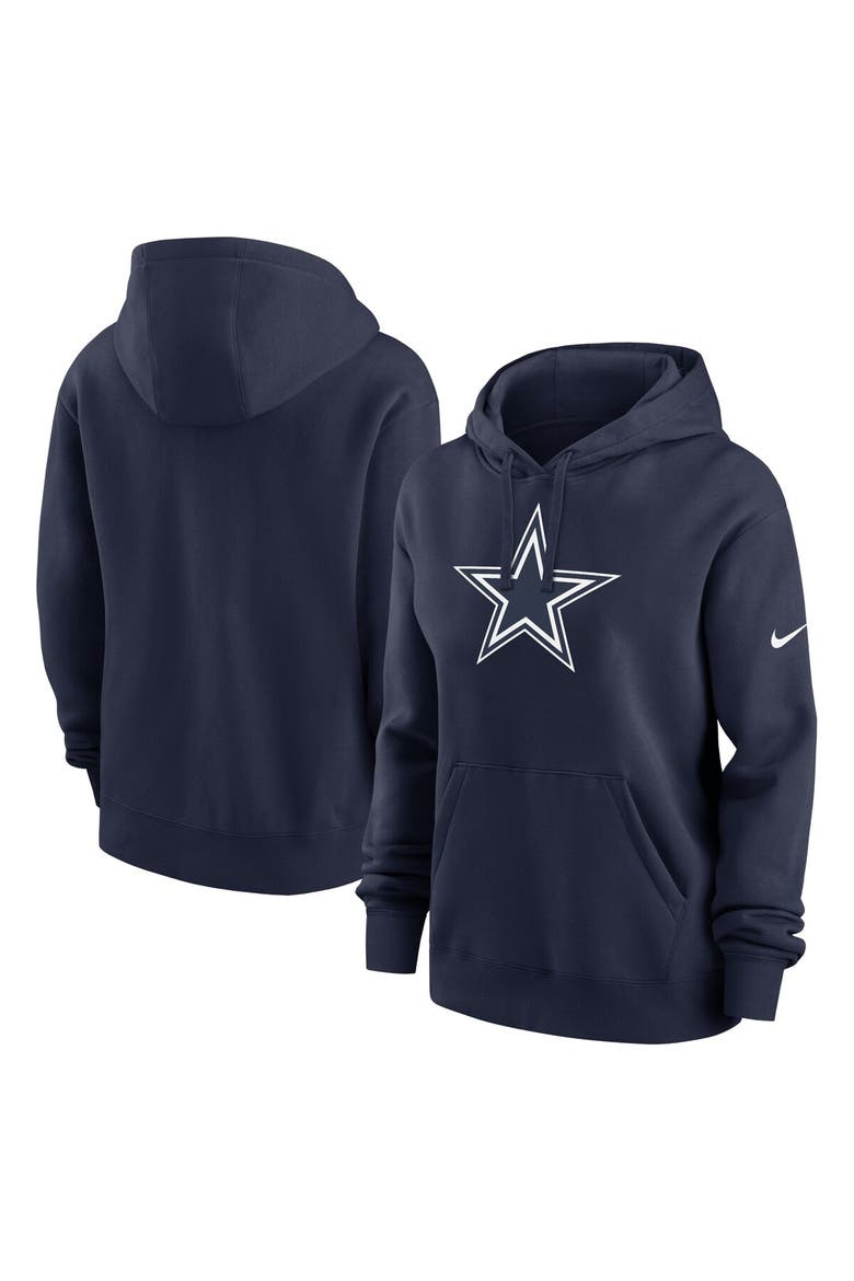 Women's Nike Navy Dallas Cowboys Club Fleece Pullover Hoodie, Main, color, Navy