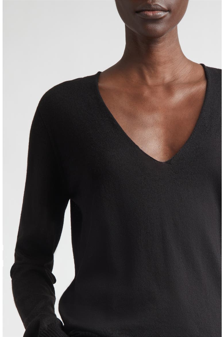 Virgin Wool V-Neck Sweater, Alternate, color, BLACK