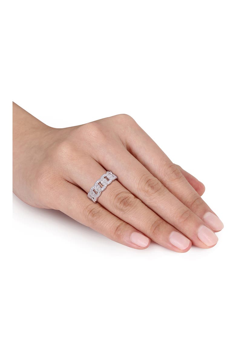 Sterling Silver Diamond Link Ring - 0.25 ctw., Alternate, color, SILVER