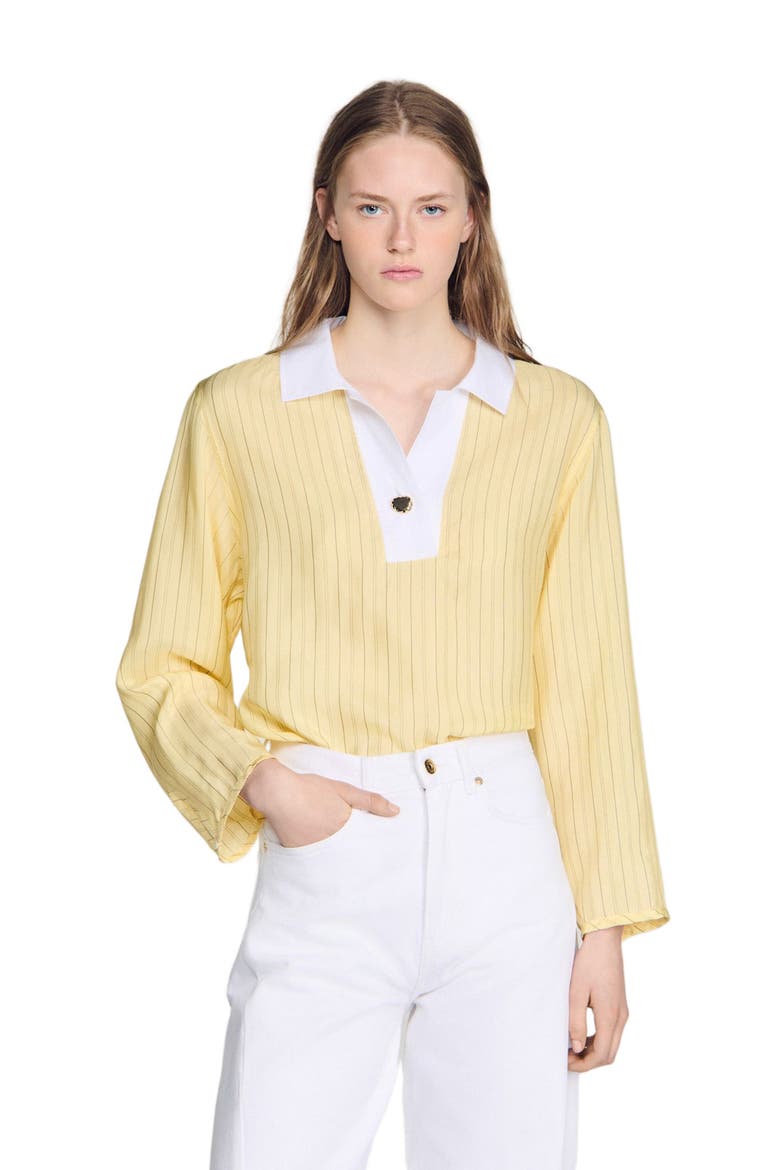 Striped cotton top, Main, color, Yellow