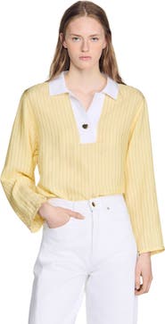 SANDRO Striped cotton top