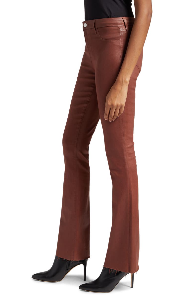L'AGENCE Ruth High Waist Straight Leg Pants, Alternate, color, Dark Cinnamon Coated
