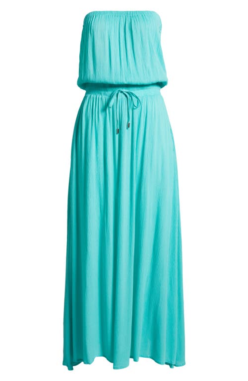 Elan Strapless Smock Cover-up Maxi Dress In Aqua