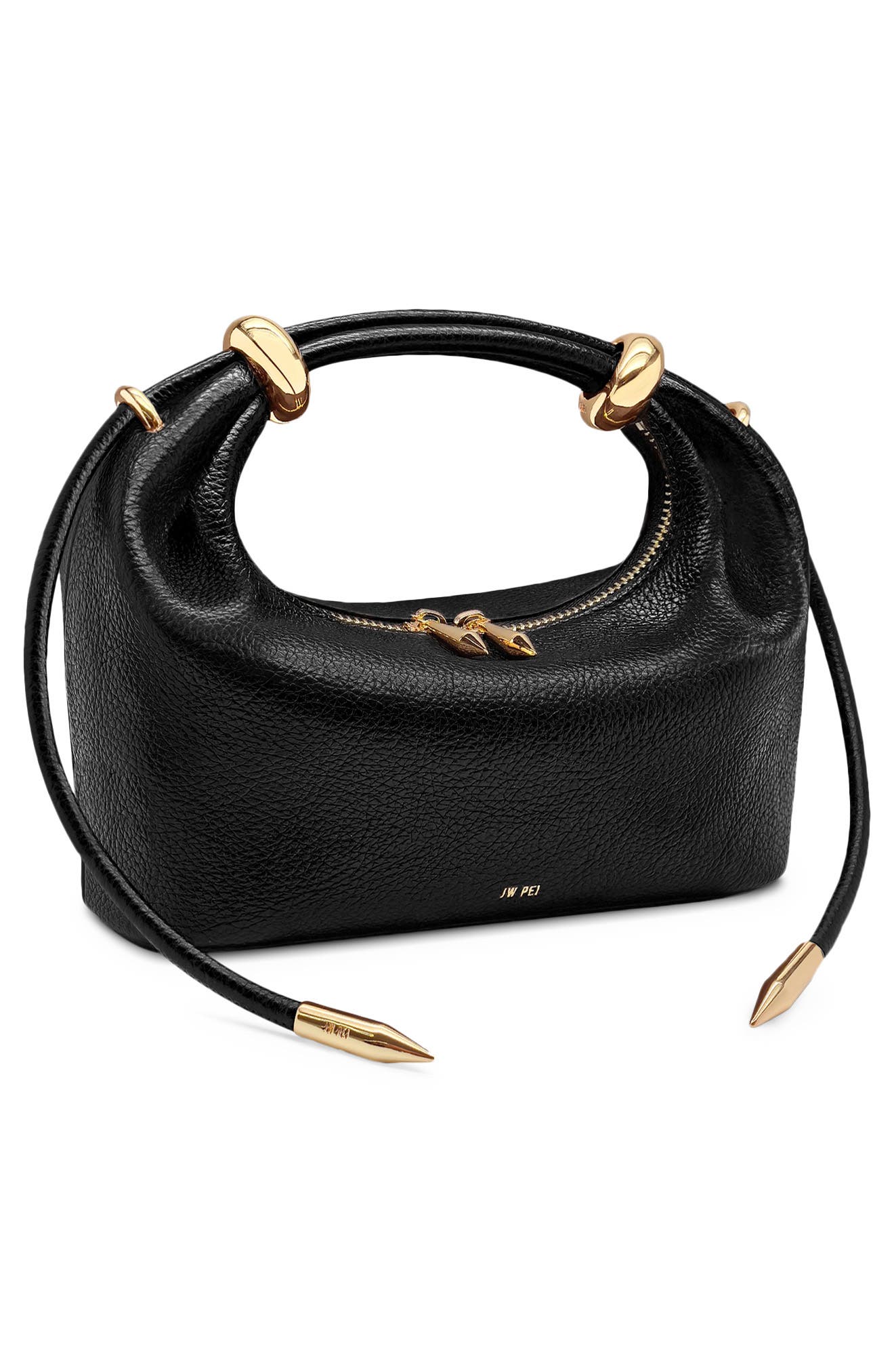 JW PEI Ellie Metal Ring Clutch, Alternate, color, Black