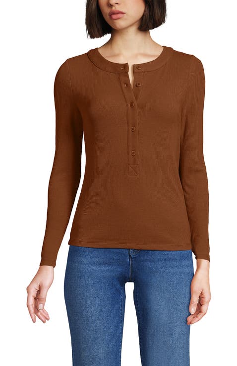 Drapey Rib Skimming Long Sleeve Henley