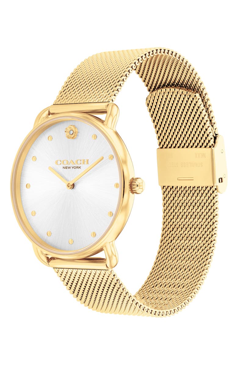 COACH Elliot Mesh Strap Watch, 36mm, Alternate, color, Gold/ Silver/ White