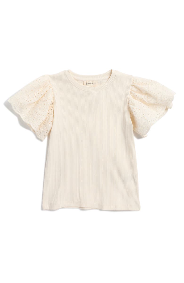 Jessica Simpson Kids' Eyelet Sleeve Top, Main, color, 