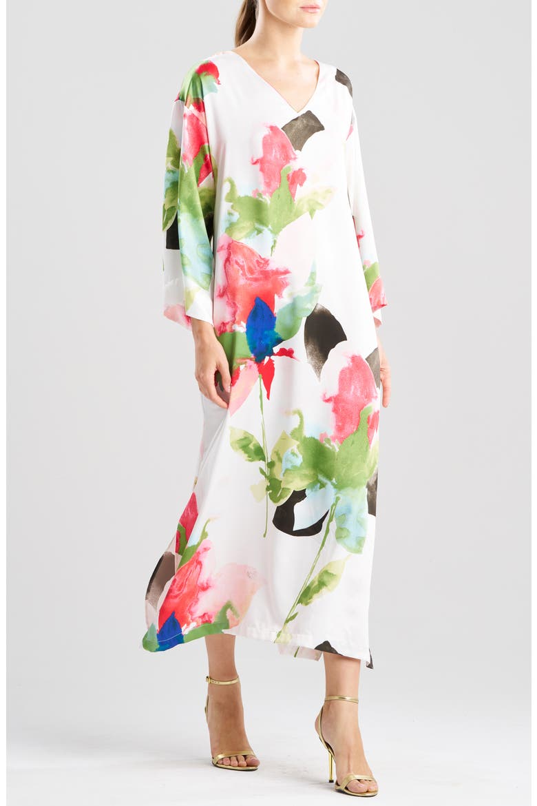 Calypso Long Sleeve Nightgown, Main, color, WHITE MULTI