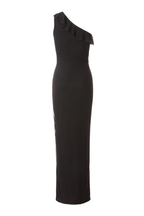 Quiz Mesh Frill Detail One Shoulder Maxi Dress In Black