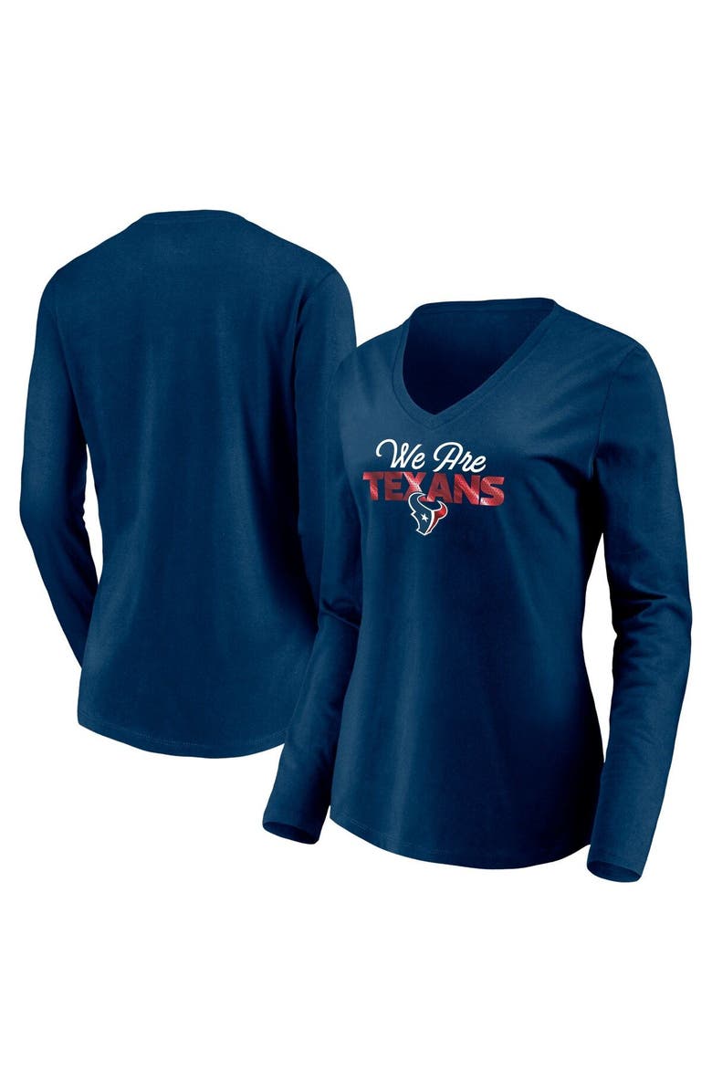 FANATICS Women's Fanatics Branded Navy Houston Texans Highly Valued Long Sleeve V-Neck T-Shirt, Alternate, color, 