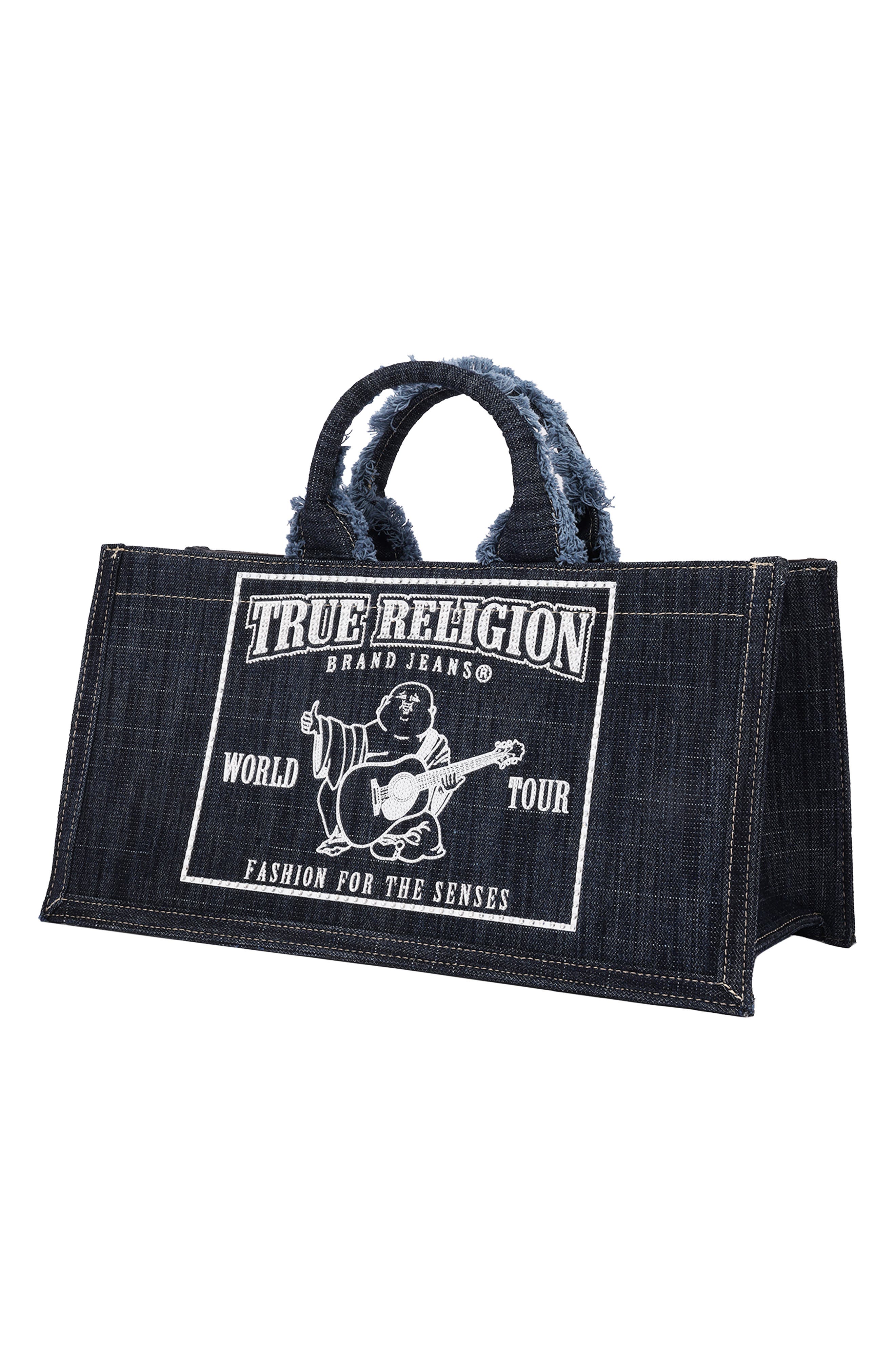 Bling Buddha East/West Denim Tote, Alternate, color, DARK DENIM