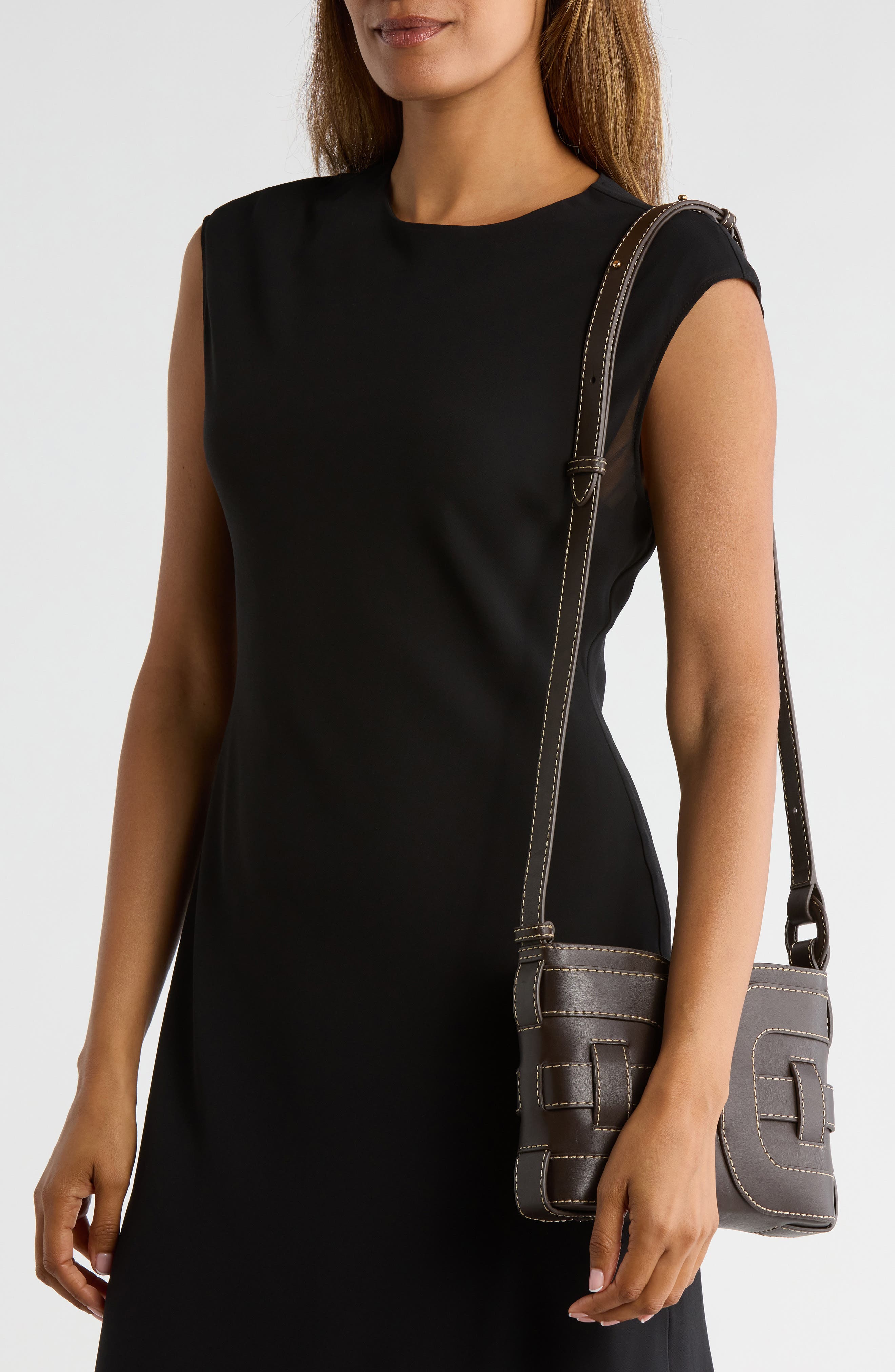 Sam Edelman Bay Leather Shoulder Bag, Alternate, color, Cafe Noir