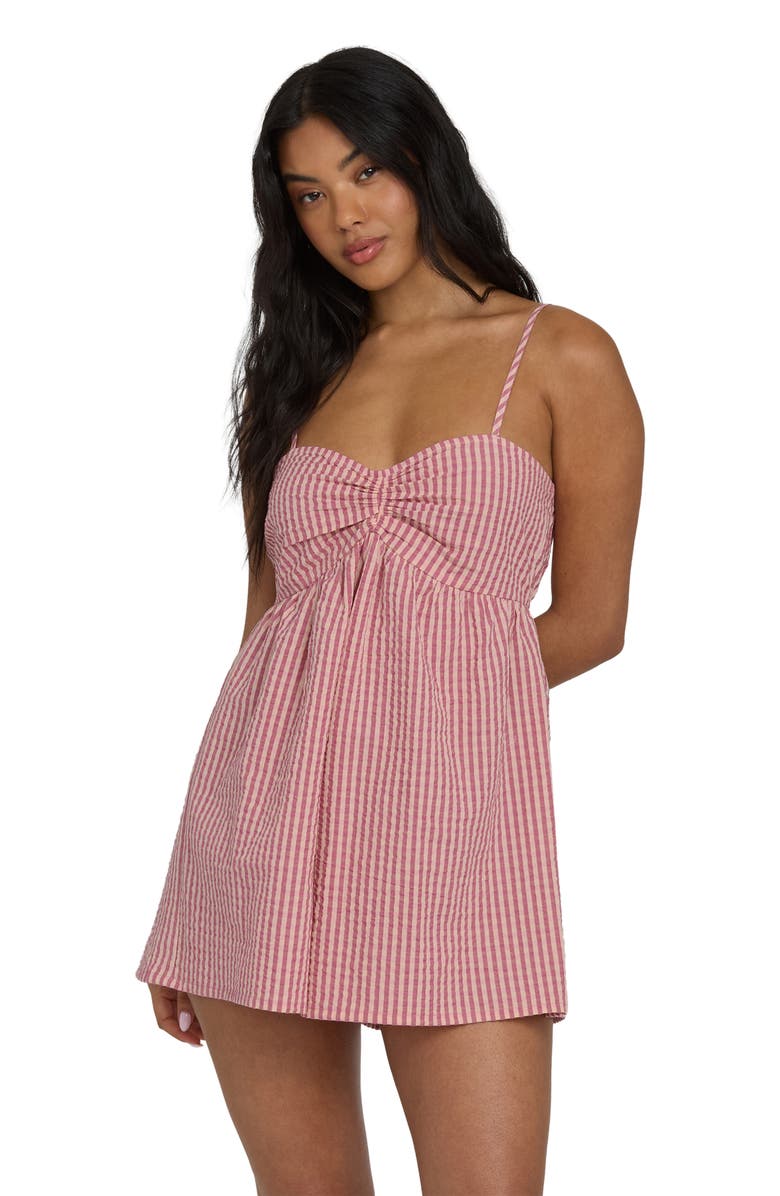 Billabong Star Glow Stripe Cotton Romper, Alternate, color, Pink Sunset