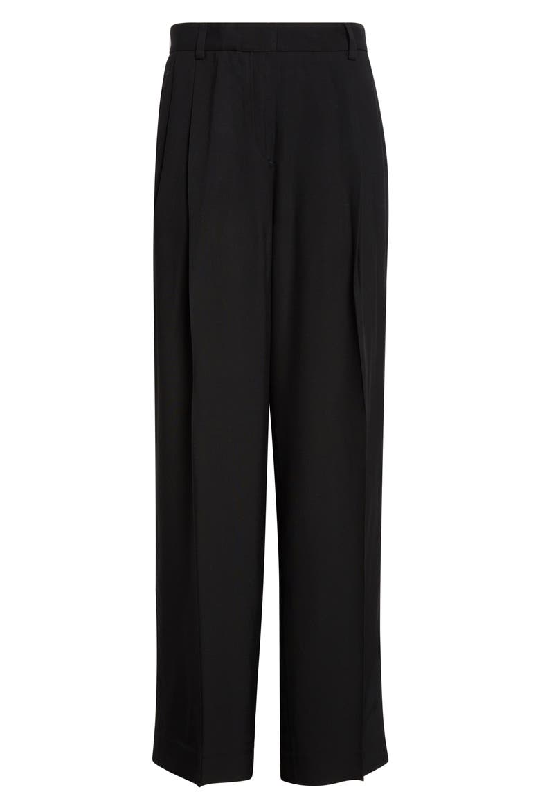Double Pleat Straight Leg Trosuers, Alternate, color, BLACK