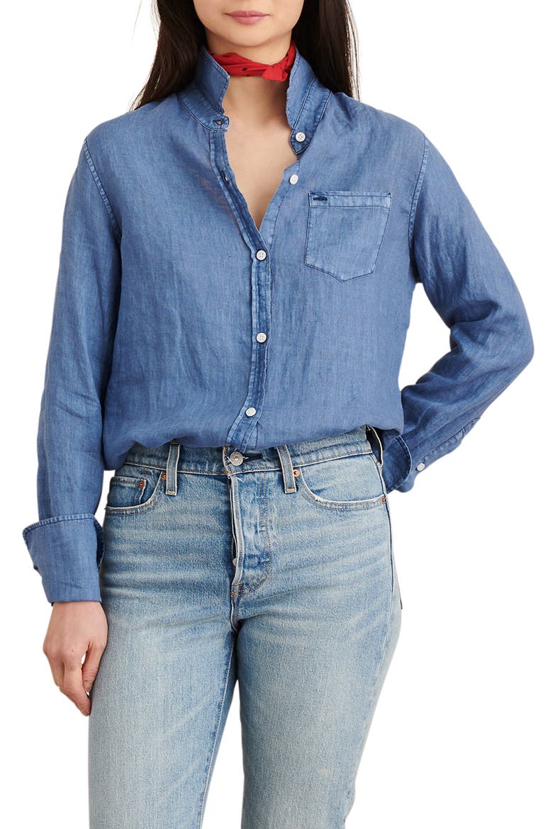 Standard Linen Button-Up Shirt, Main, color, INDIGO