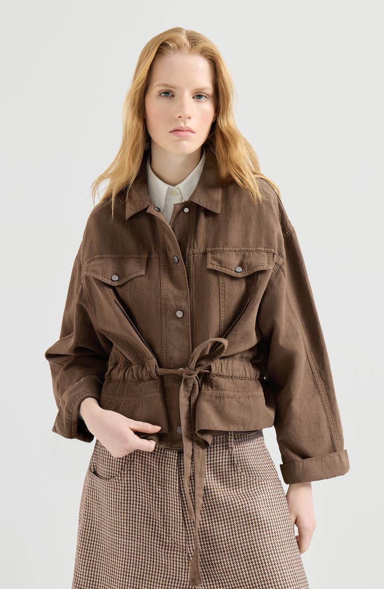 Brunello Cucinelli Garment-dyed cover outerwear jacket, Main, color, Cigar