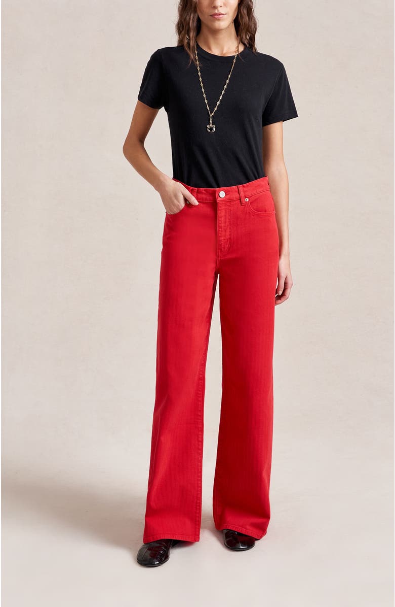 La Ligne Isadora Herringbone Jean, Alternate, color, Red Herringbone