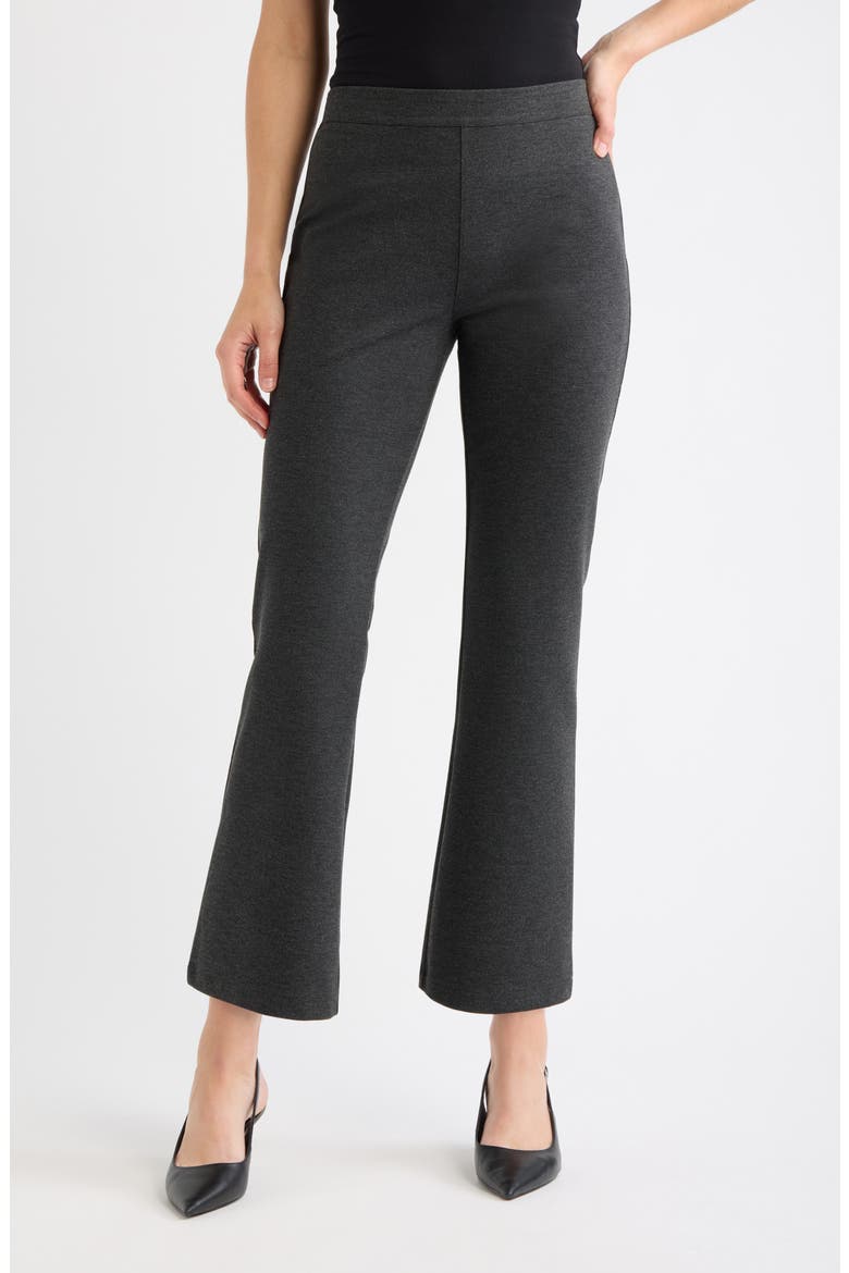 High Waist Ponte Ankle Kick Flare Pants, Main, color, GREY DARK CHARCOAL HEATHER