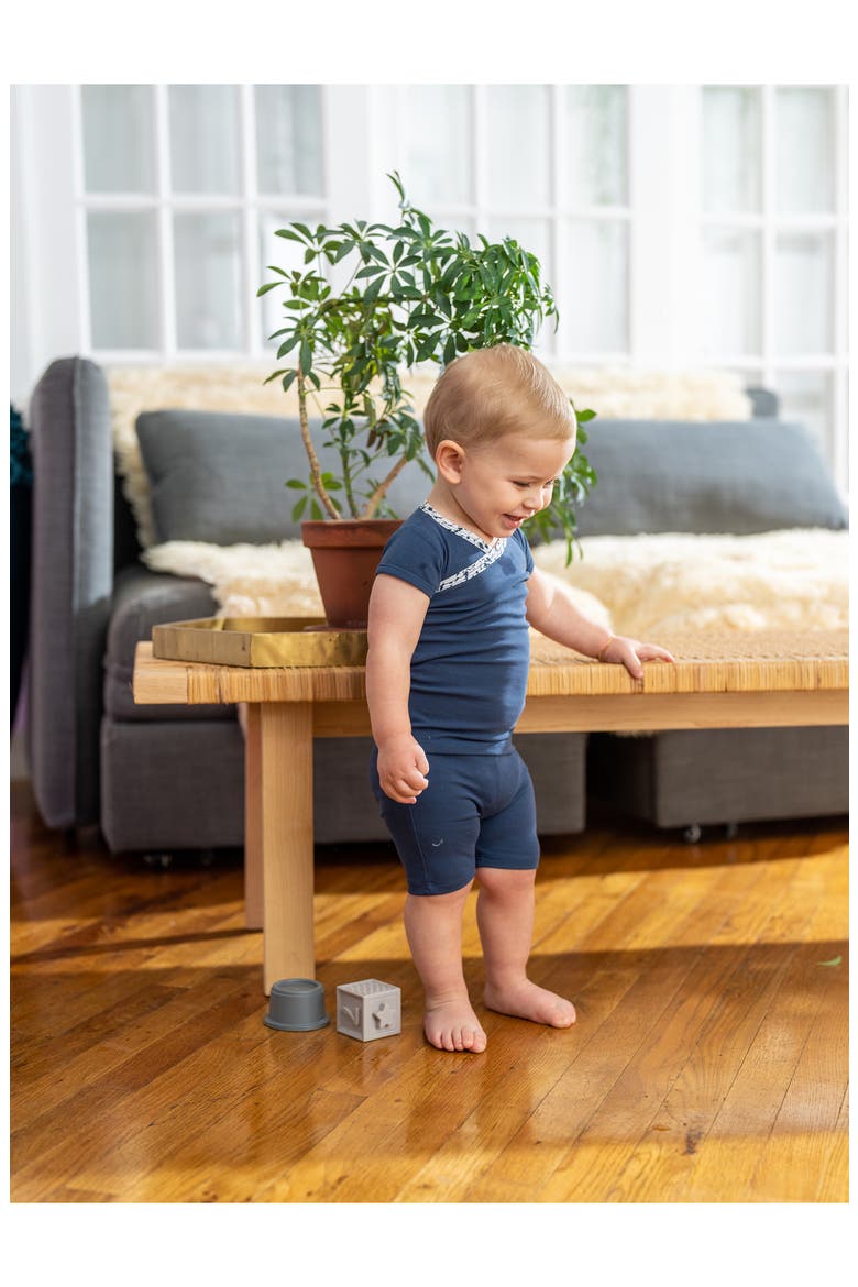 Cotton Blend T-Shirt & Shorts Set, Alternate, color, DEEP BLUE