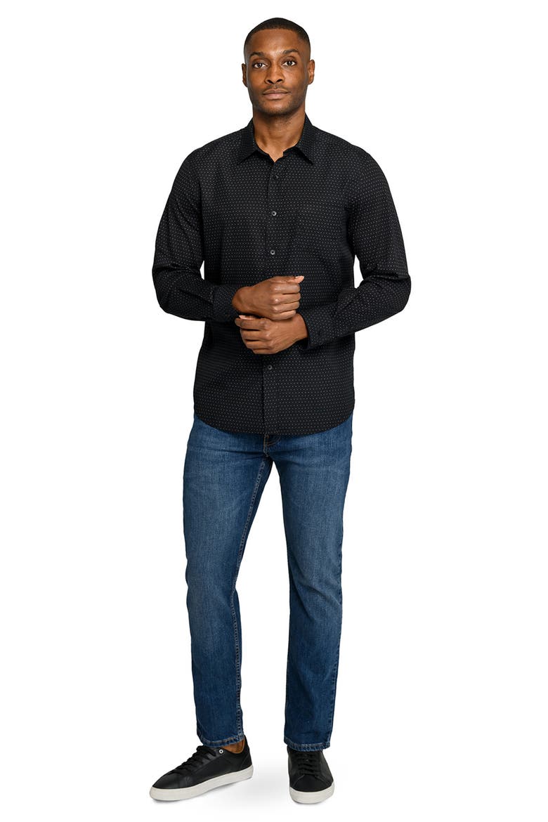 Slim Fit Micro Geo Reworked Cotton Button-Up Shirt, Alternate, color, BLACK