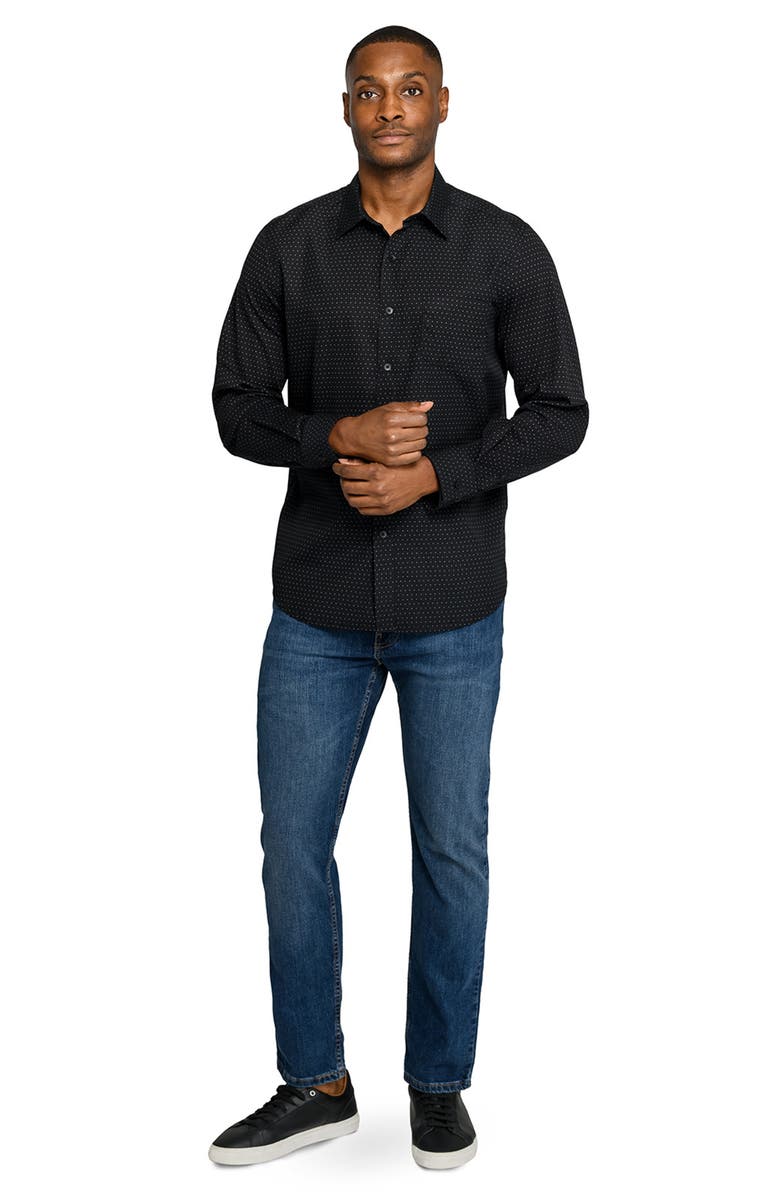 W.R.K Slim Fit Micro Geo Reworked Cotton Button-Up Shirt, Alternate, color, Black