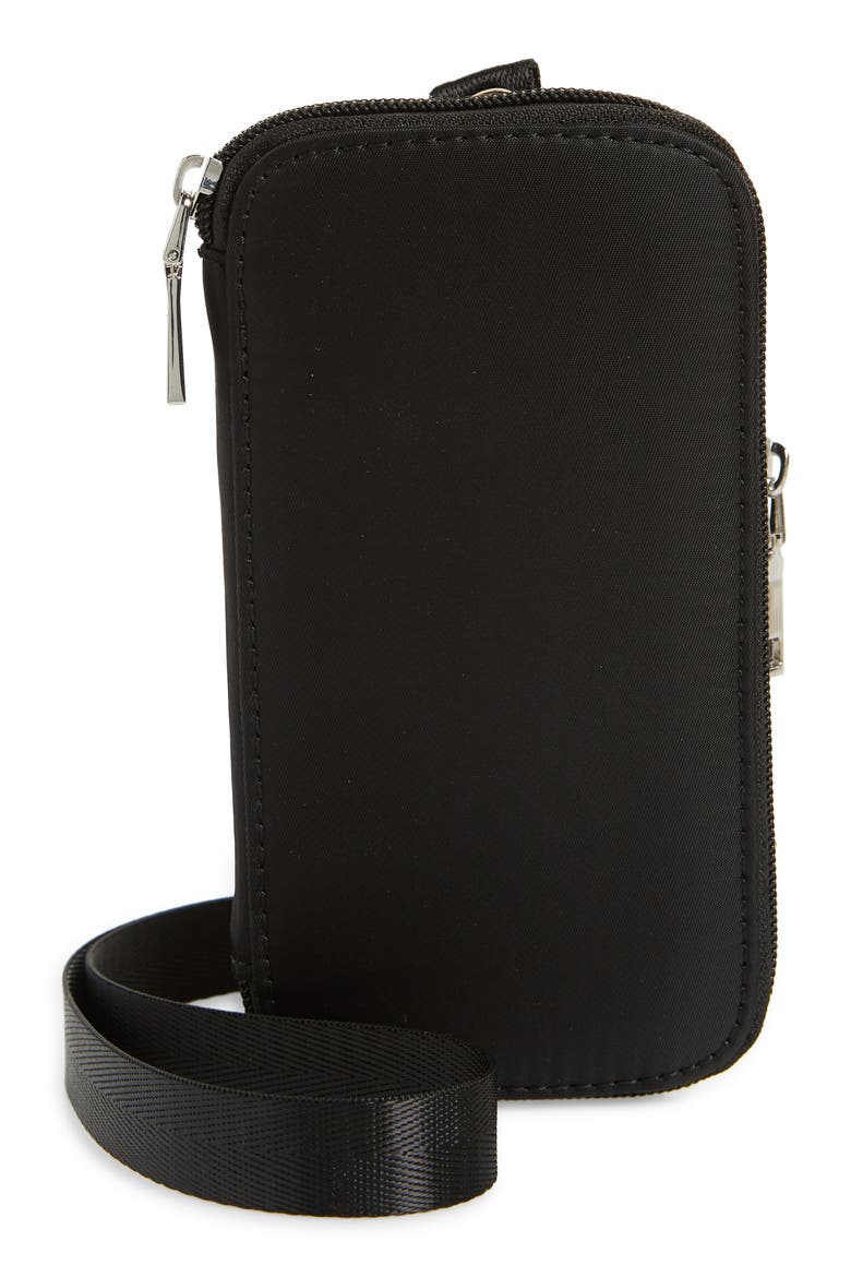 Phone Lanyard Bag with Zip Pouch, Main, color, BLACK