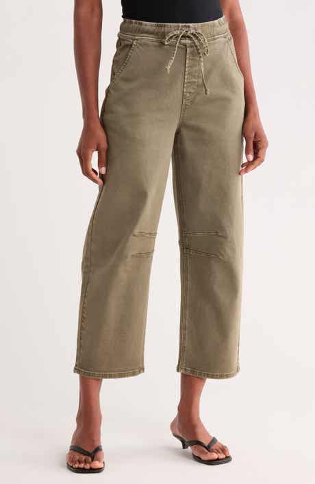 Drawstring High Waist Barrel Leg Jeans