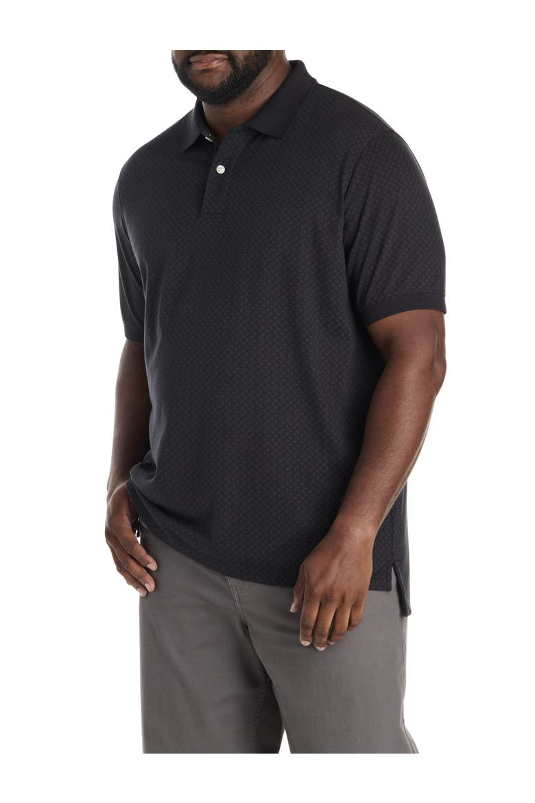 Big & Tall Geometric Print Polo Shirt V2, Main, color, BLACK