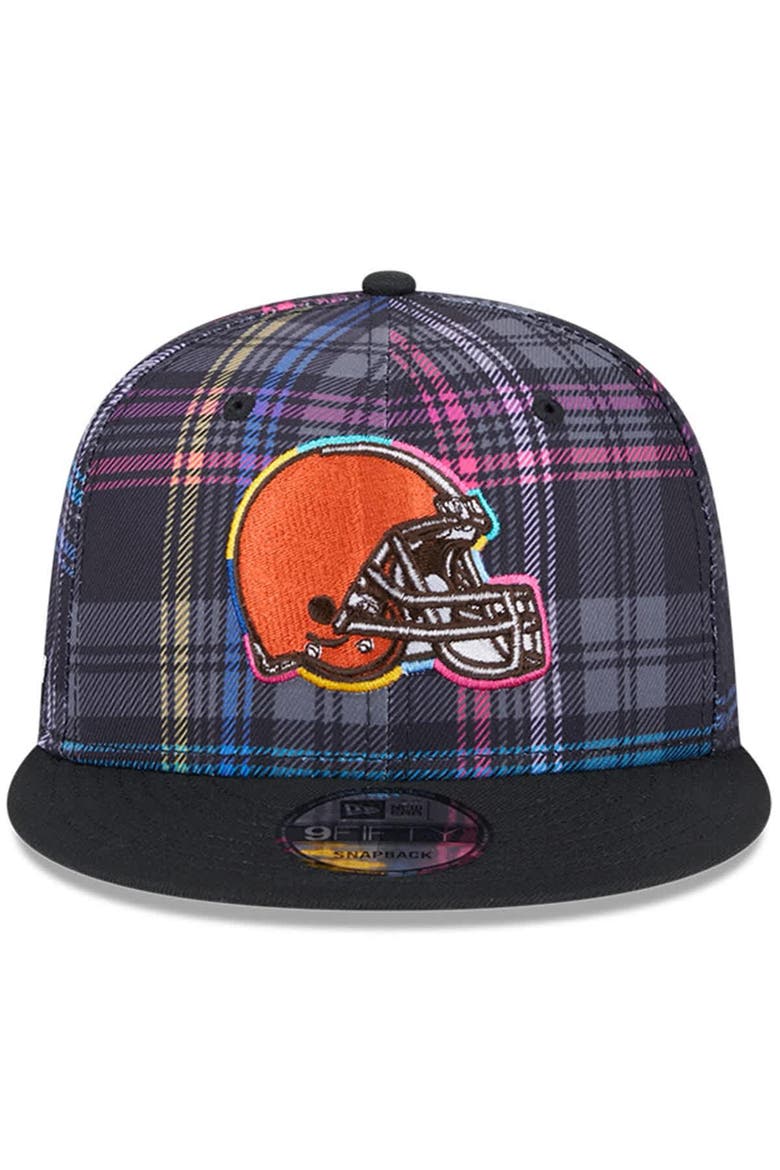 Men's New Era Black Cleveland Browns 2024 NFL Crucial Catch Plaid 9FIFTY Snapback Hat, Alternate, color, Black