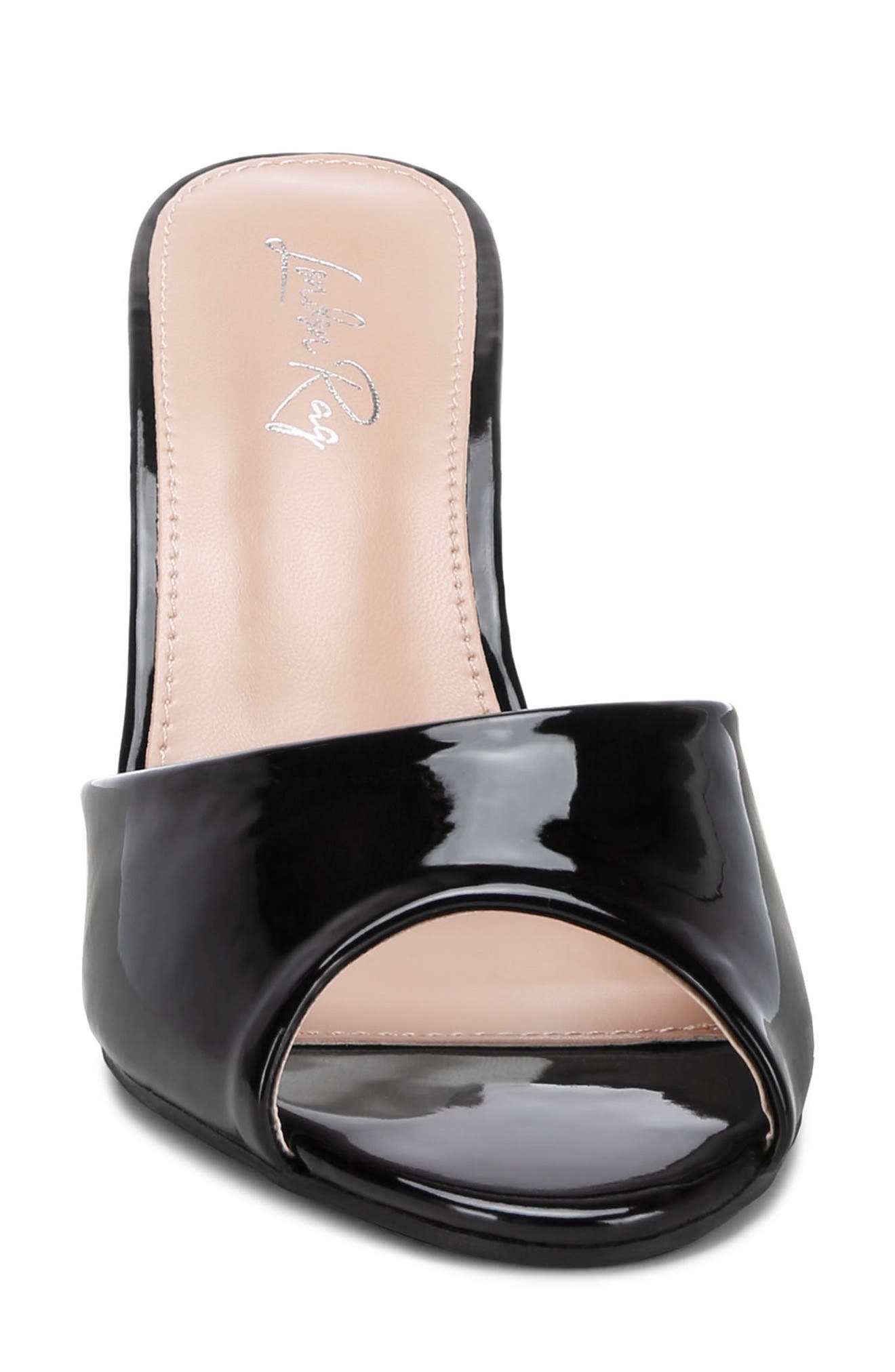 LONDON RAG Lilith Peeptoe Slide Sandal, Alternate, color, Black