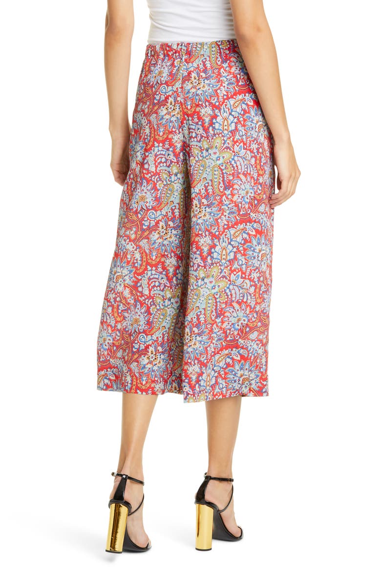 Floral Paisley Print Crop Pants, Alternate, color, RED