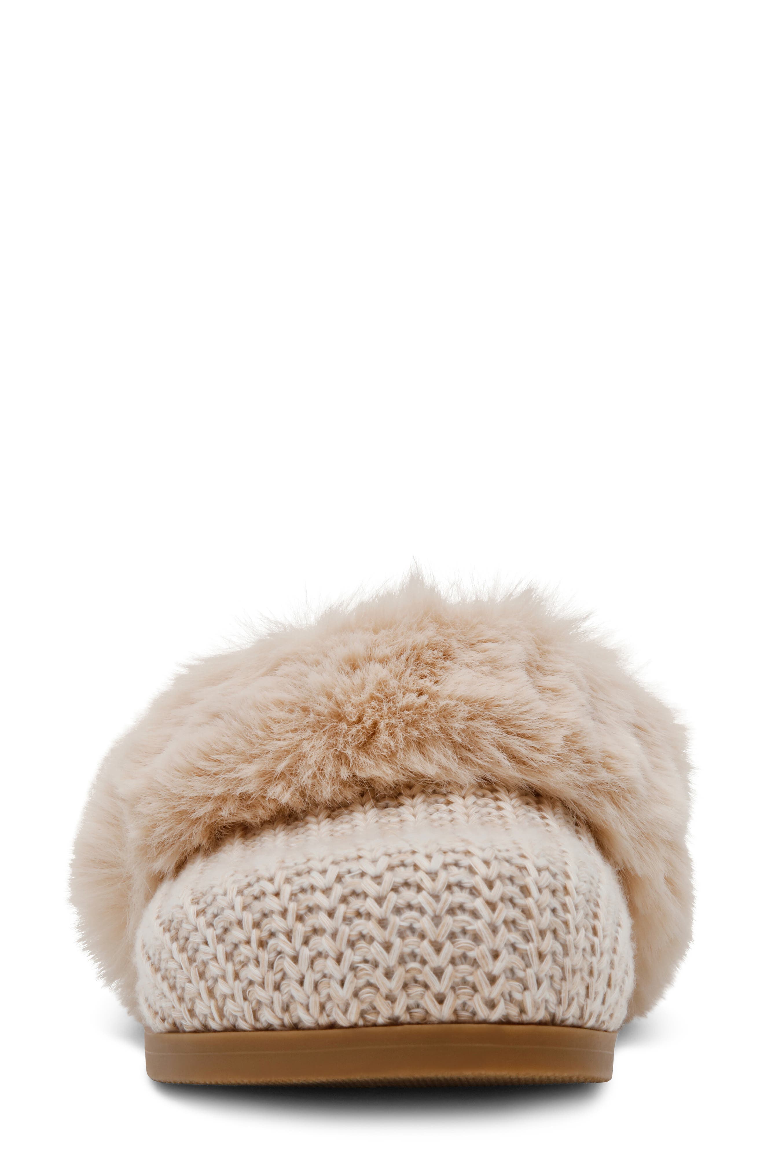 DV by Dolce Vita Adler Knit Faux Fur Slipper, Alternate, color, Beige