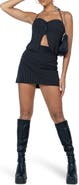Princess Polly Luca Pinstripe Split Halter Crop Top & Miniskirt Set
